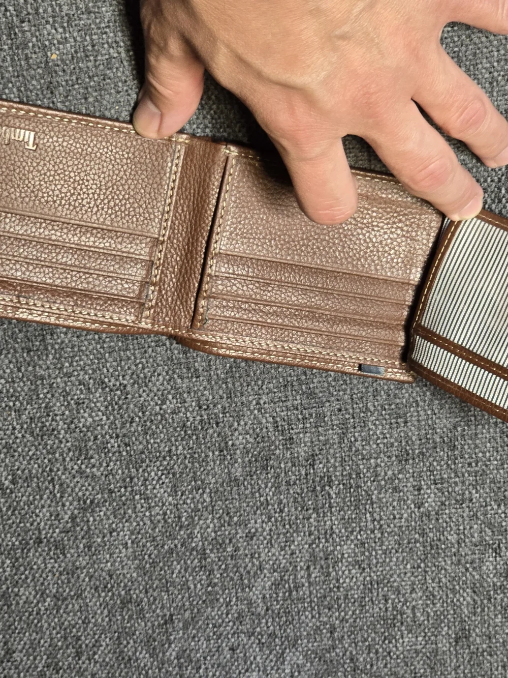 Timberland Chestnut Brown Pebbled Leather Men's Wallet